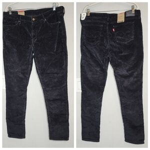 NWT Levi's 711 Corduroy Black Skinny Pants Stretch Size 33×30